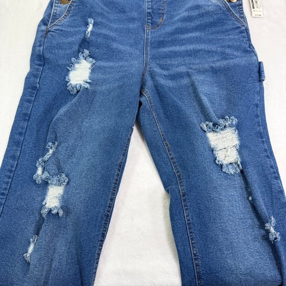 NWT No Boundaries Womens Distressed Denim Overalls Cottage Western S 3-5 - Picture 11 of 13